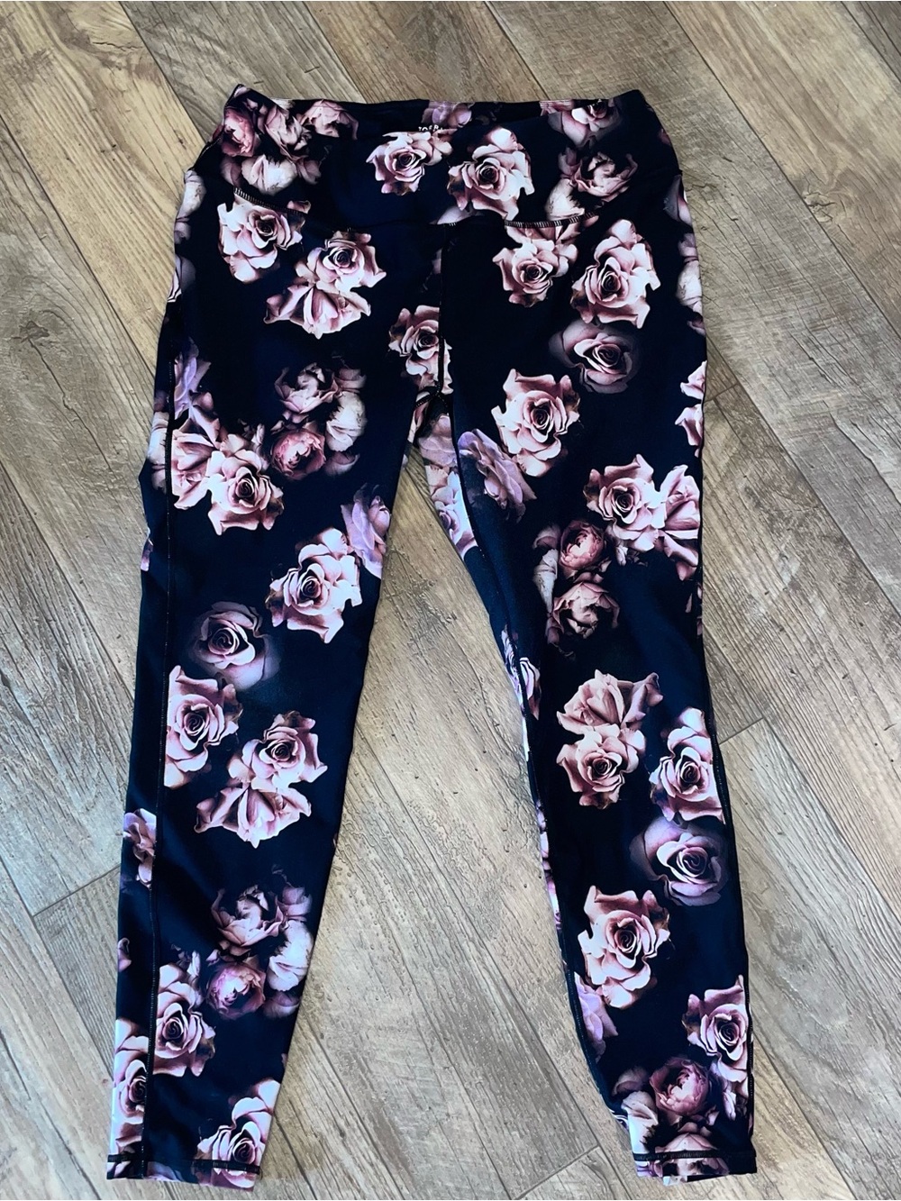 torrid Black Leggings with Blush Rose Print